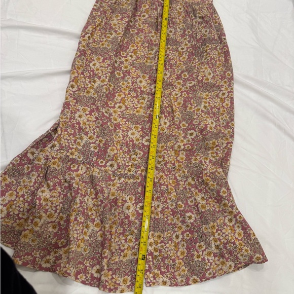 Patrons of Peace Floral Maxi Dress Small Pink Yellow Boho Smocked Tiered Button - Picture 9 of 13